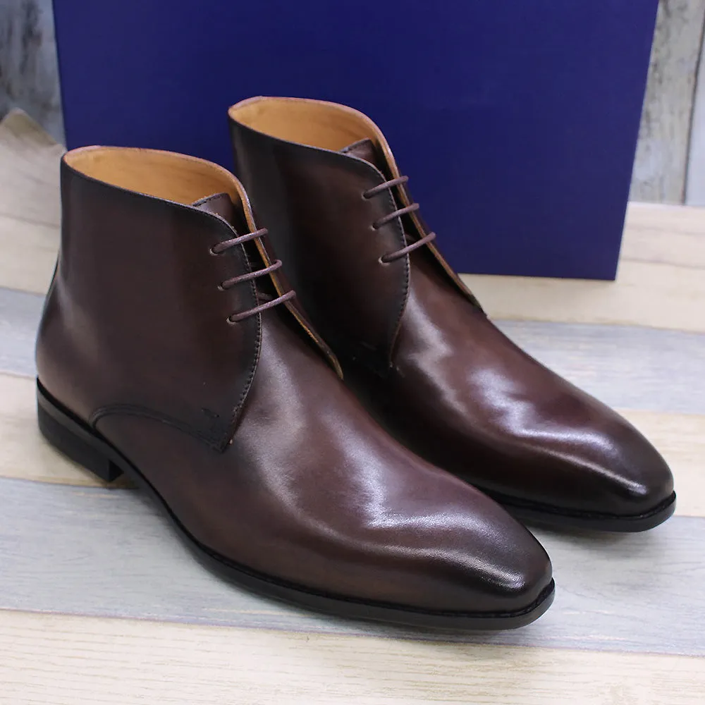 Black Calfskin Genuine Leather Ankle Chukka Boots
