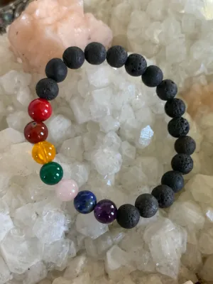 Black Lava Chakra Bracelet