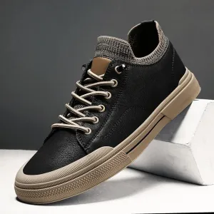 Black Socks Men Shoes Sports Split Leather Shoes