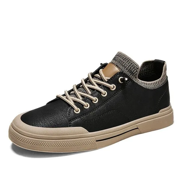 Black Socks Men Shoes Sports Split Leather Shoes
