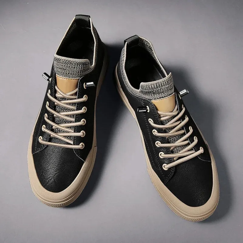 Black Socks Men Shoes Sports Split Leather Shoes