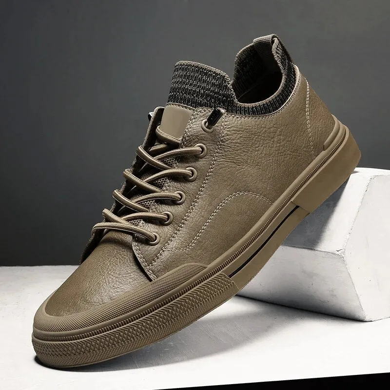 Black Socks Men Shoes Sports Split Leather Shoes