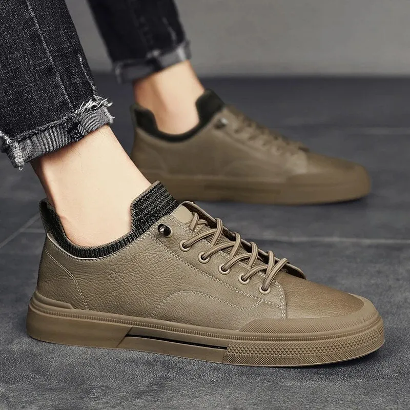 Black Socks Men Shoes Sports Split Leather Shoes