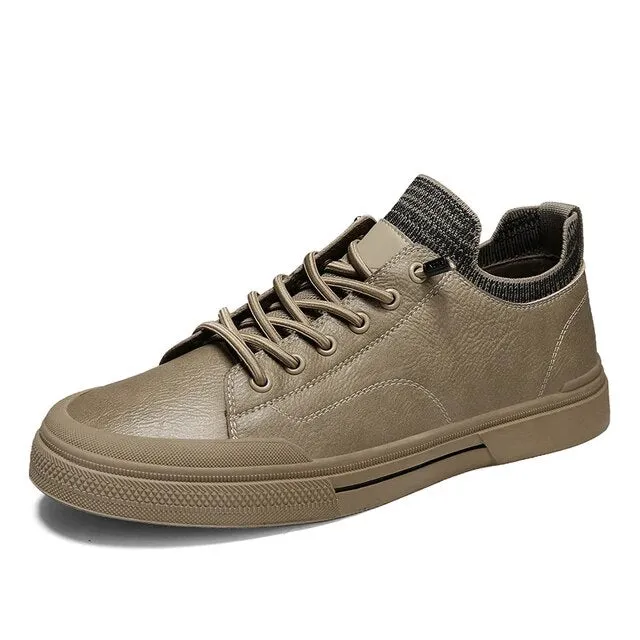 Black Socks Men Shoes Sports Split Leather Shoes