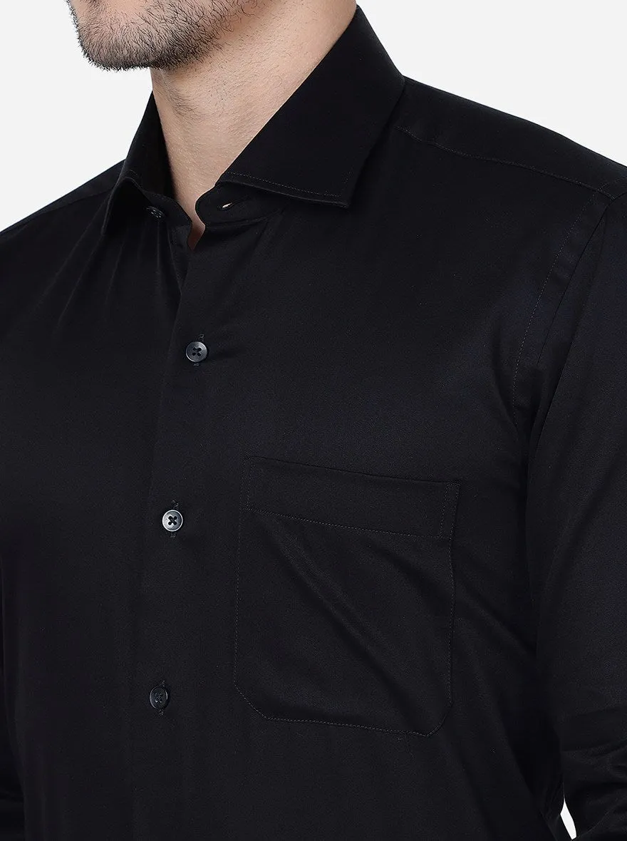 Black Solid Slim Fit Formal Shirt | Metal