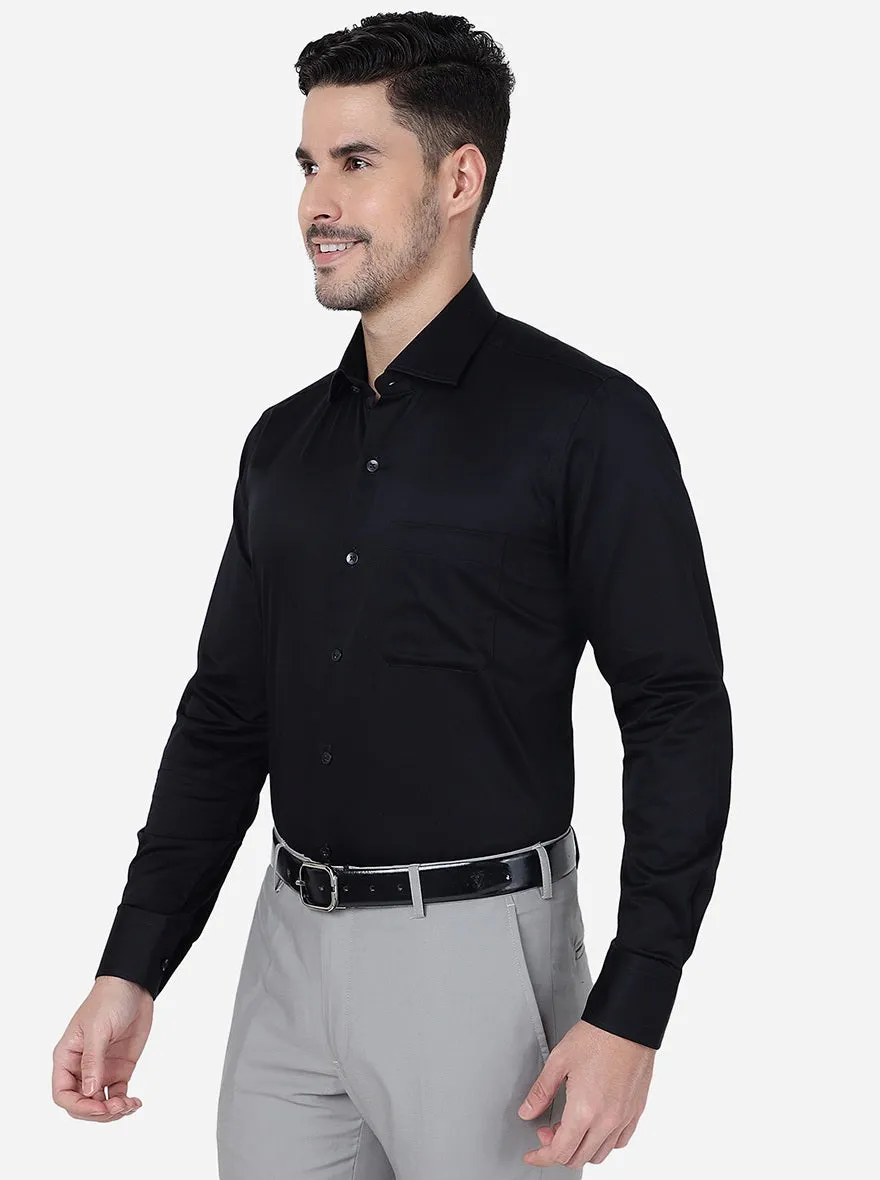 Black Solid Slim Fit Formal Shirt | Metal