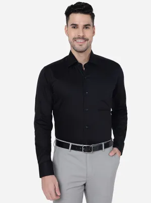 Black Solid Slim Fit Formal Shirt | Metal