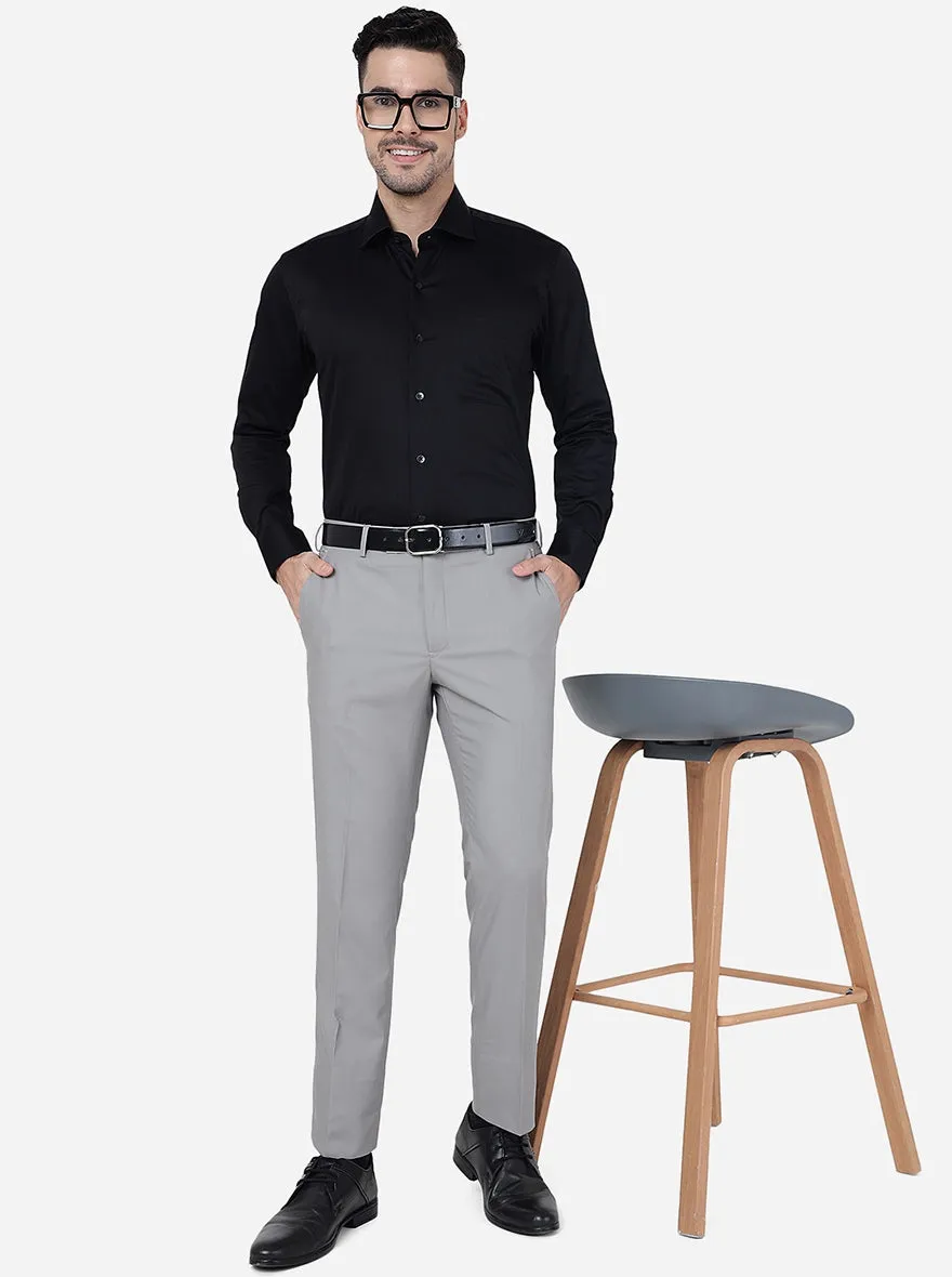 Black Solid Slim Fit Formal Shirt | Metal