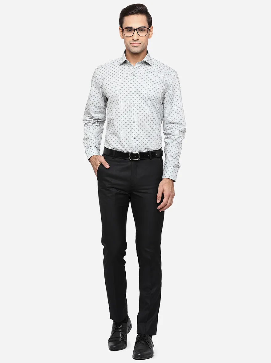 Black Solid Slim Fit Formal Trouser | Greenfibre
