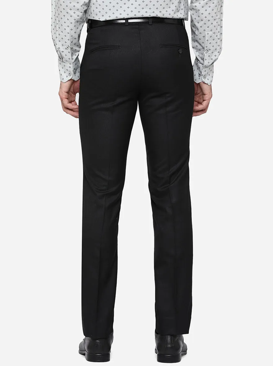 Black Solid Slim Fit Formal Trouser | Greenfibre