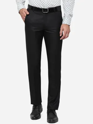 Black Solid Slim Fit Formal Trouser | Greenfibre