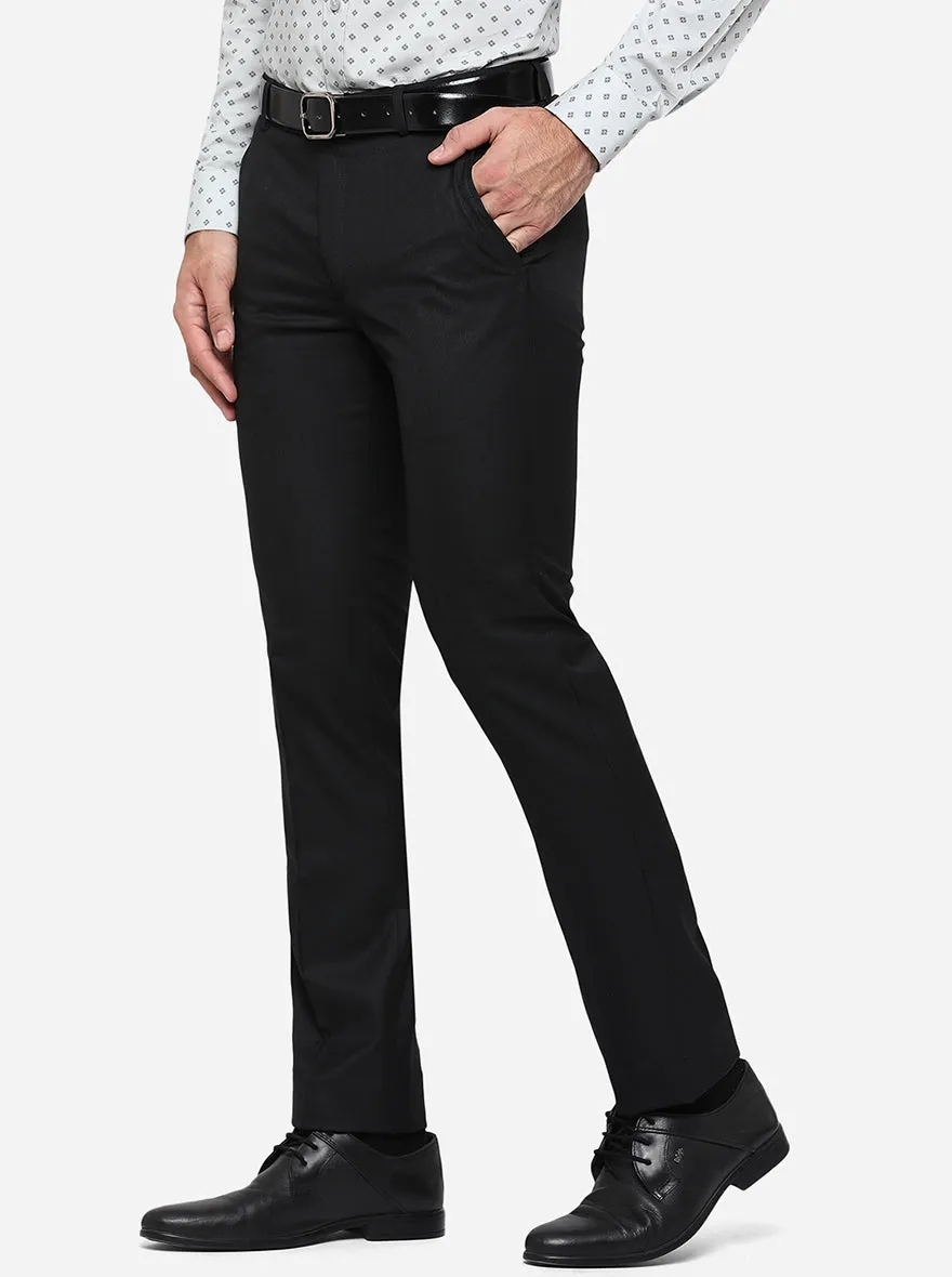 Black Solid Slim Fit Formal Trouser | Greenfibre