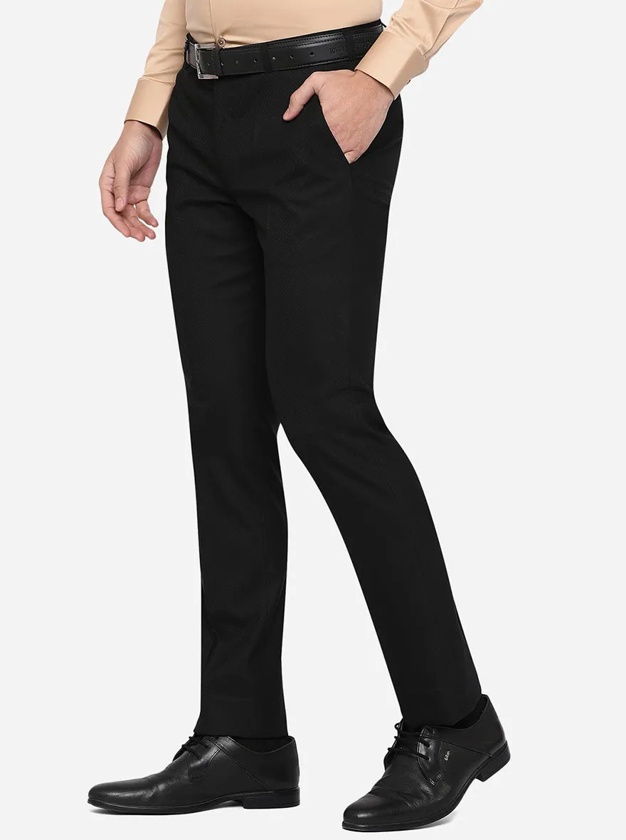 Black Solid Slim Fit Formal Trouser | JB Studio