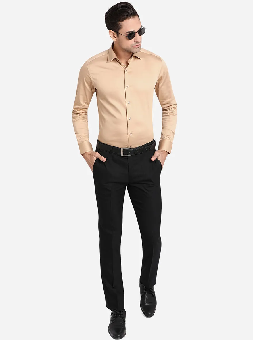 Black Solid Slim Fit Formal Trouser | JB Studio