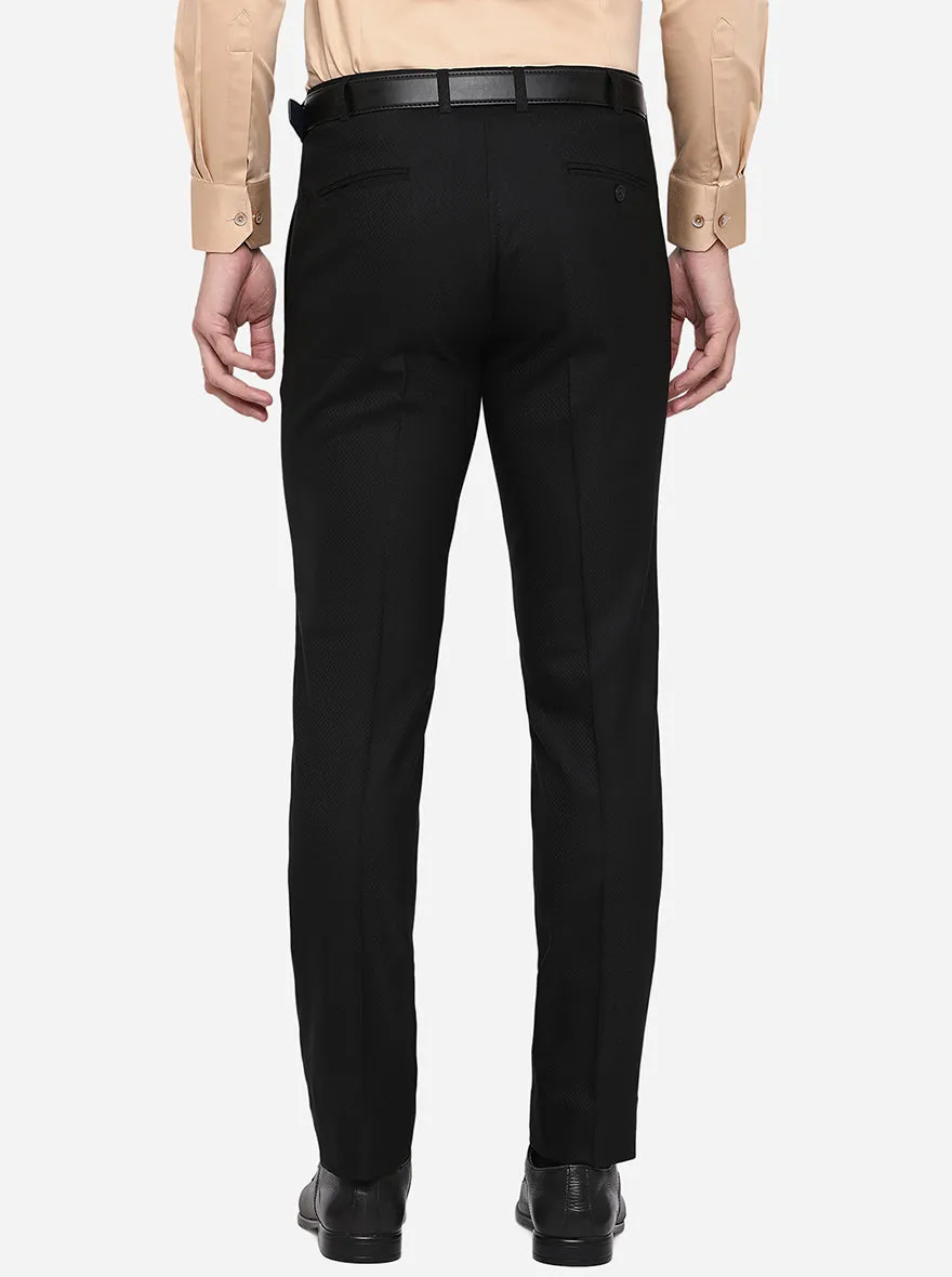 Black Solid Slim Fit Formal Trouser | JB Studio