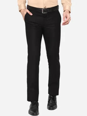 Black Solid Slim Fit Formal Trouser | Metal
