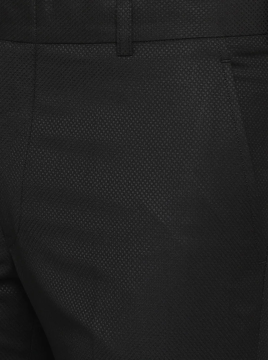 Black Solid Slim Fit Formal Trouser | Metal