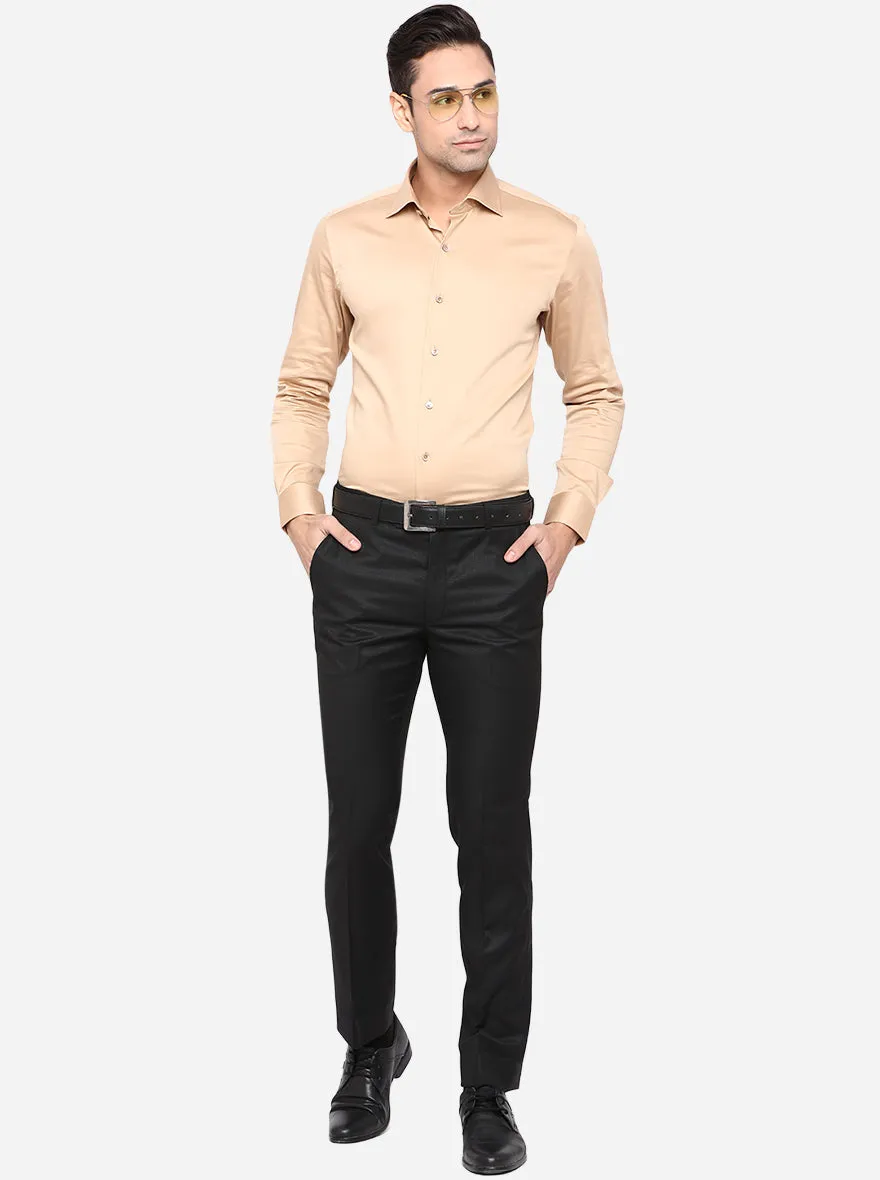 Black Solid Slim Fit Formal Trouser | Metal