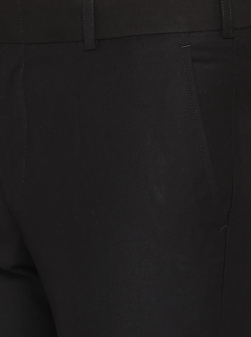Black Solid Slim Fit Formal Trouser | Metal