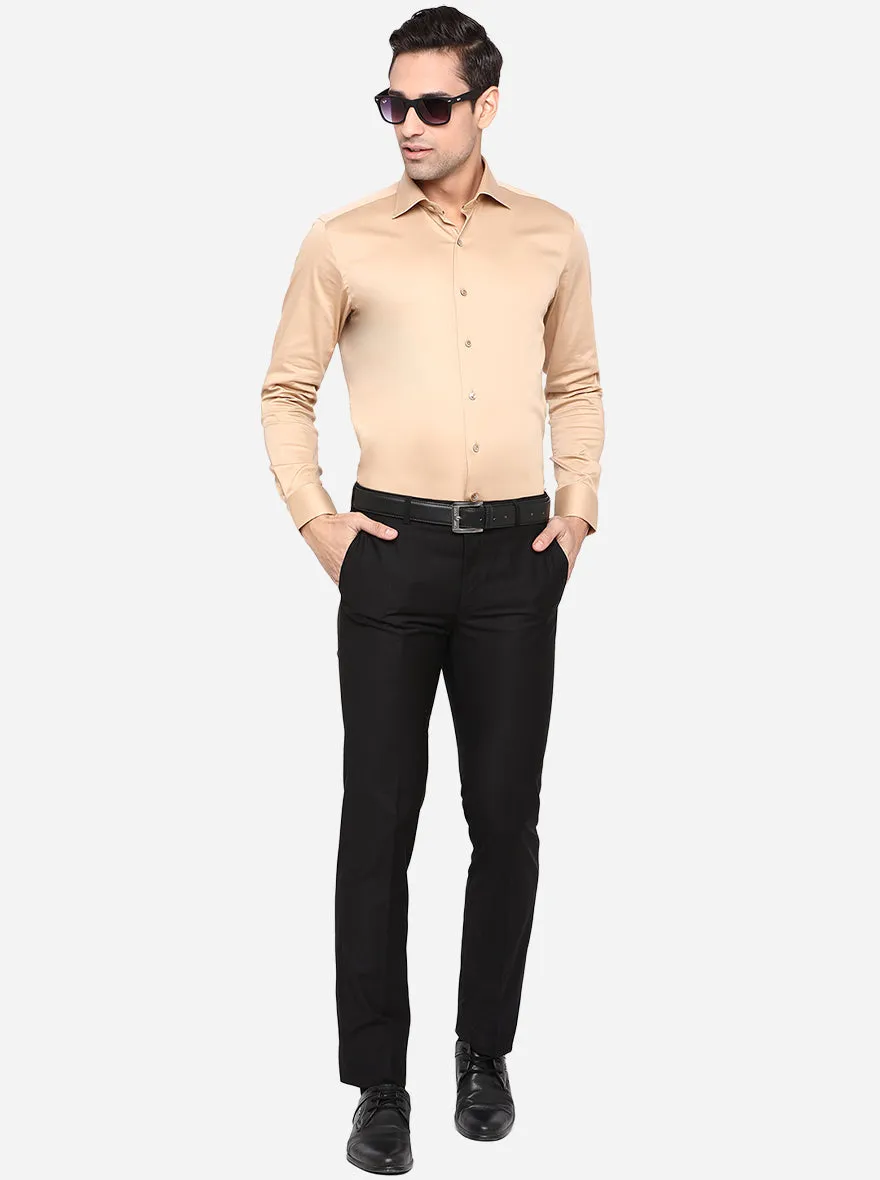 Black Solid Slim Fit Formal Trouser | Metal