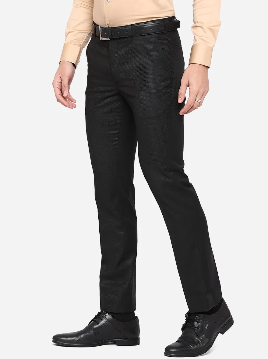Black Solid Slim Fit Formal Trouser | Metal