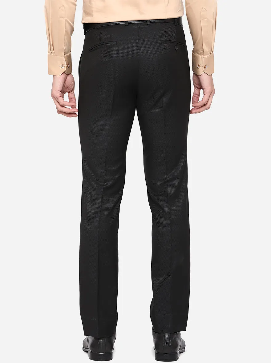 Black Solid Slim Fit Formal Trouser | Metal