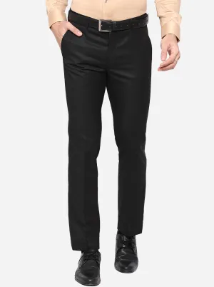 Black Solid Slim Fit Formal Trouser | Metal