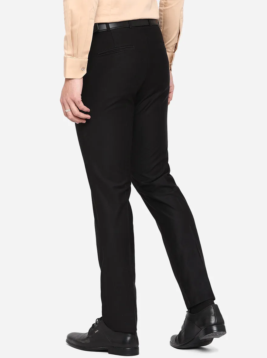 Black Solid Slim Fit Formal Trouser | Metal