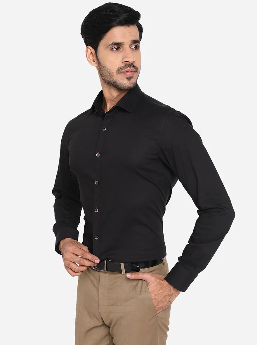 Black Solid Slim Fit Party Wear Shirt | Wyre