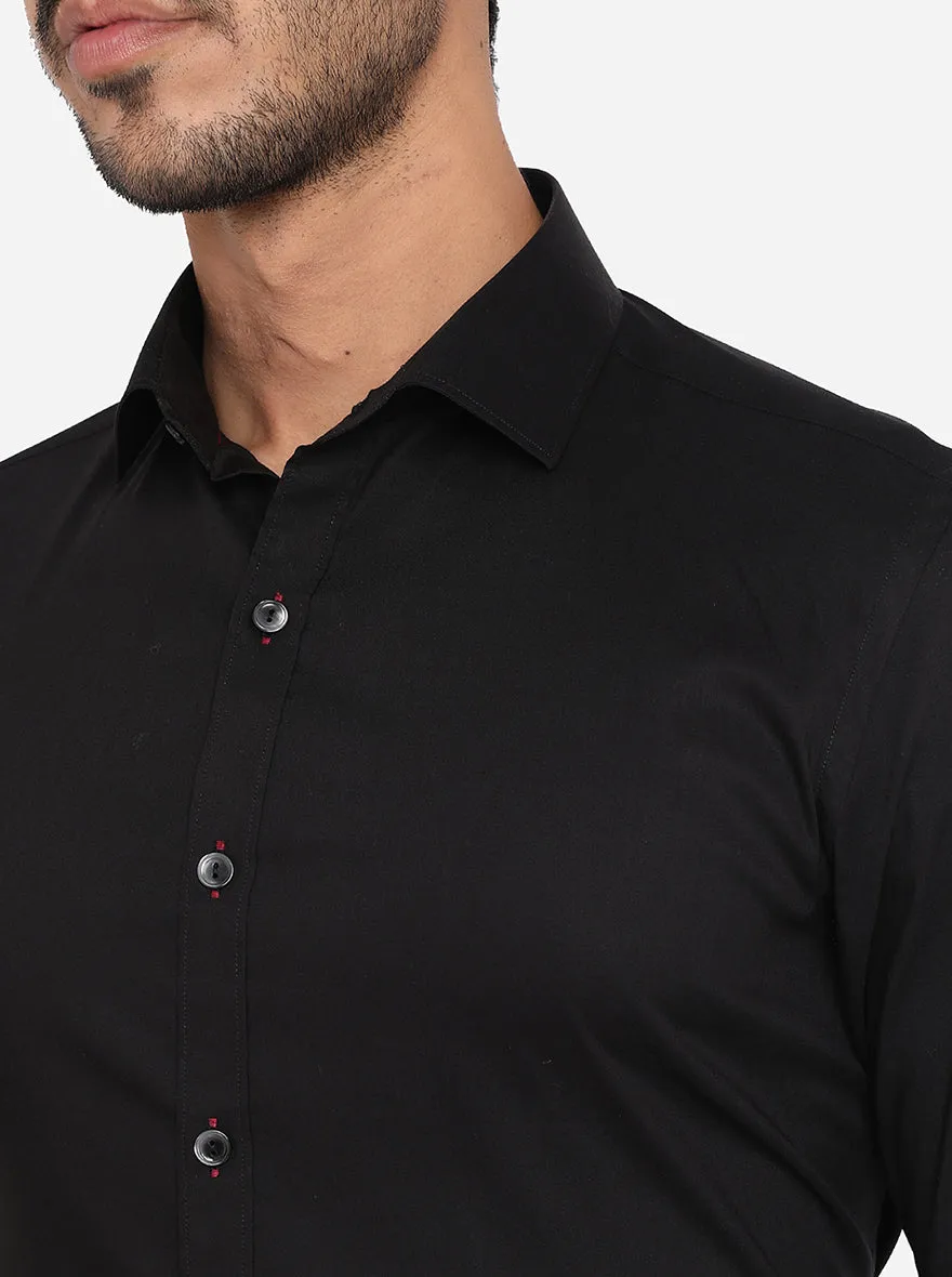 Black Solid Slim Fit Party Wear Shirt | Wyre