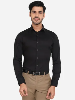 Black Solid Slim Fit Party Wear Shirt | Wyre
