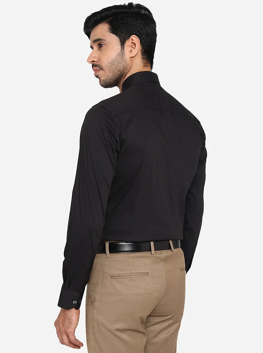 Black Solid Slim Fit Party Wear Shirt | Wyre