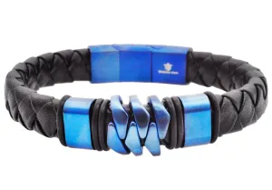 Blackjack Men's Bracelet Black Leather & Black SS BJB265BL