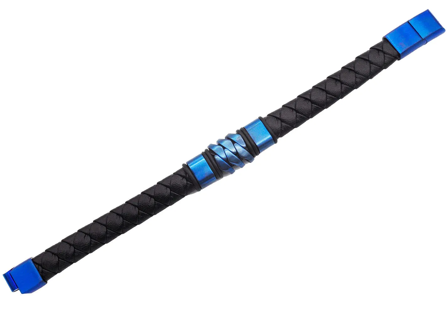 Blackjack Men's Bracelet Black Leather & Black SS BJB265BL