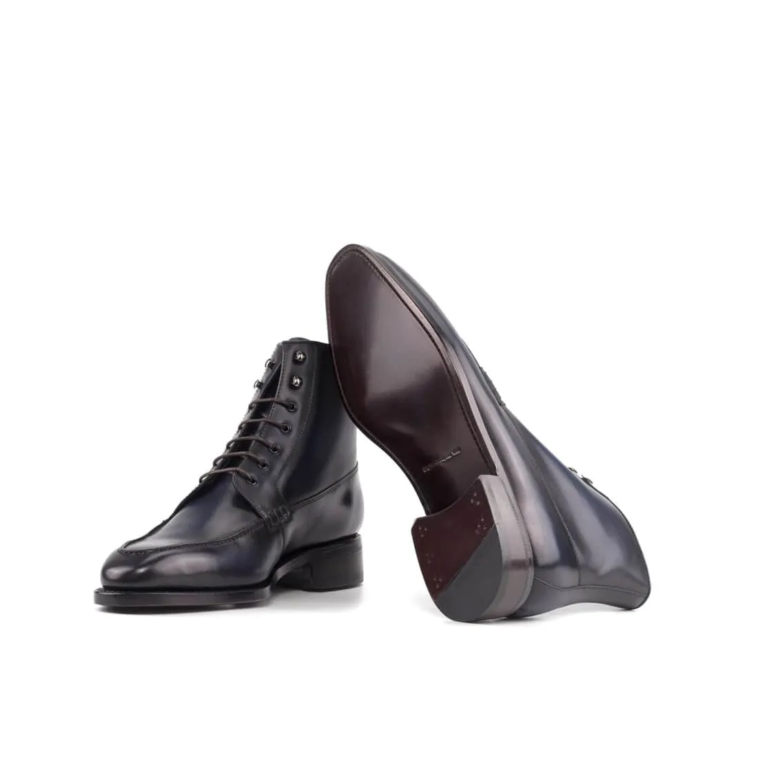 Bottines Derby Demi-Chasse en cuir bleu marine