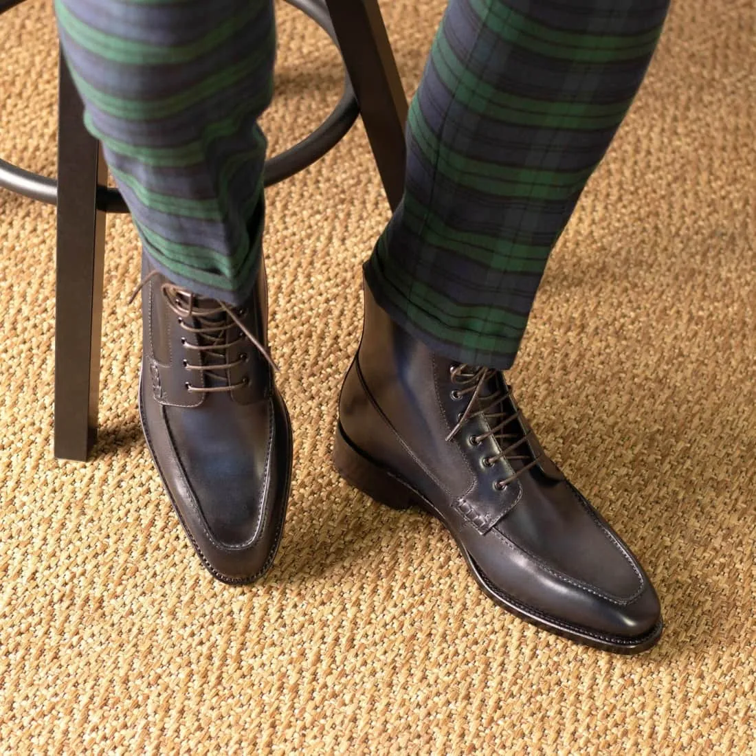Bottines Derby Demi-Chasse en cuir bleu marine