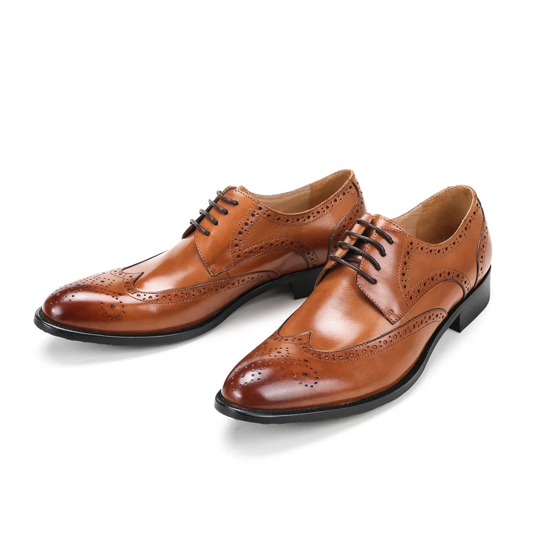 Breathable Formal Suit Pumps Lace-up Wedding Shoes Men's Carving Brogue Cowhide Men's Business Leather Shoes25828