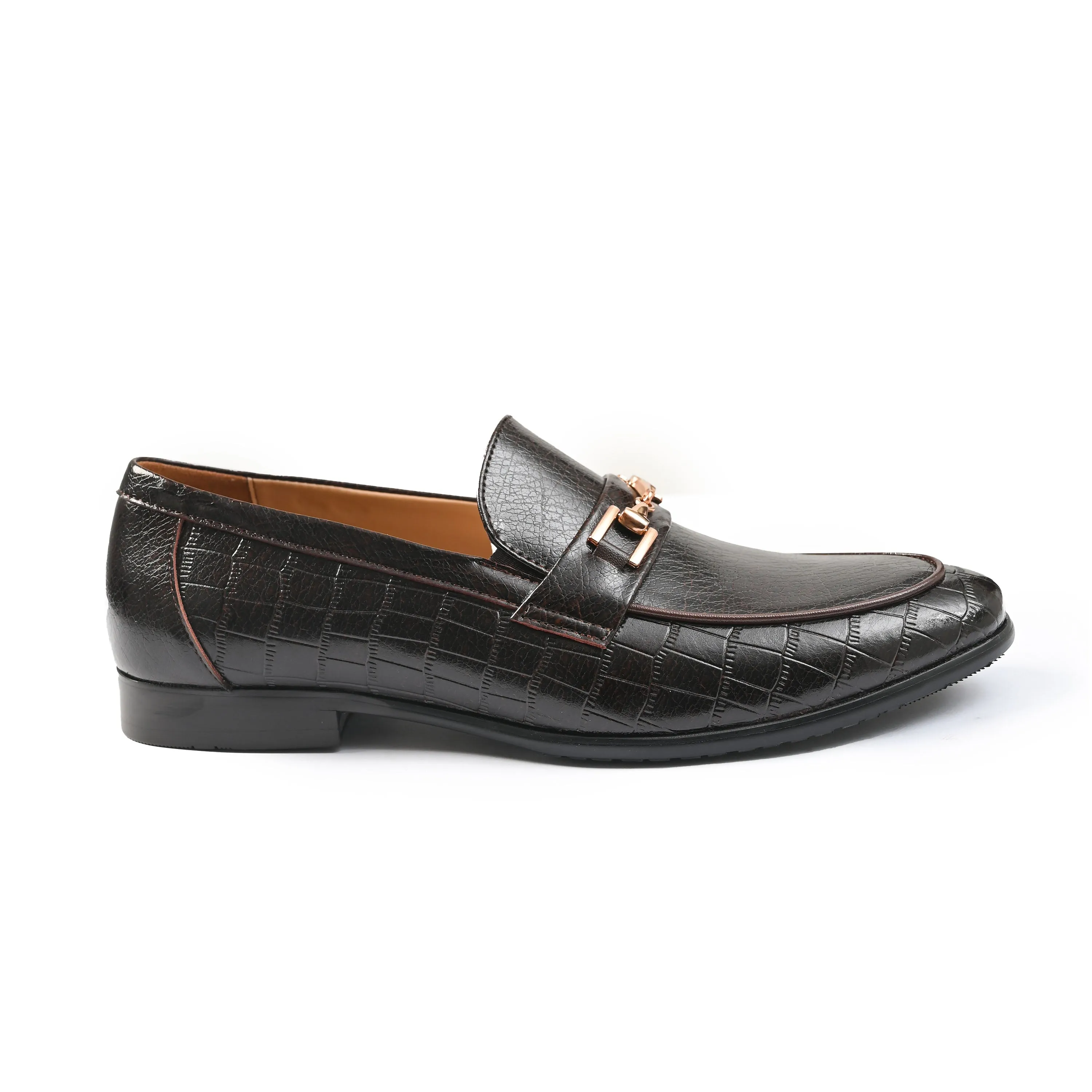 BROWN TEXTURED SPLIT LEATHER SHOES