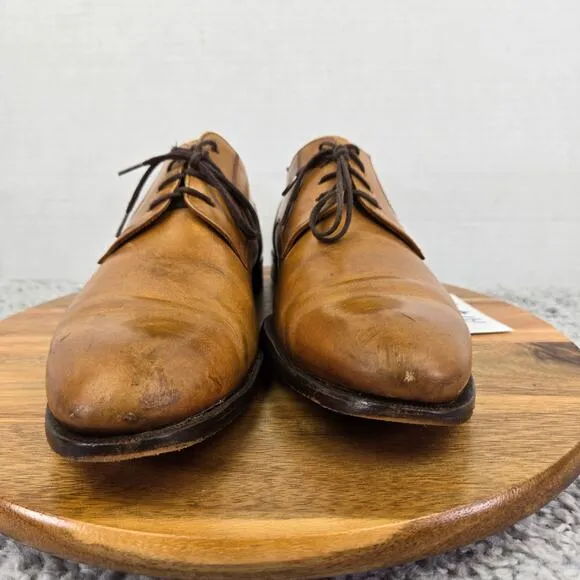 Bruno Magli British Tan Brown Plain Toe Office Derby Oxford Dress Shoes Mens 8 M