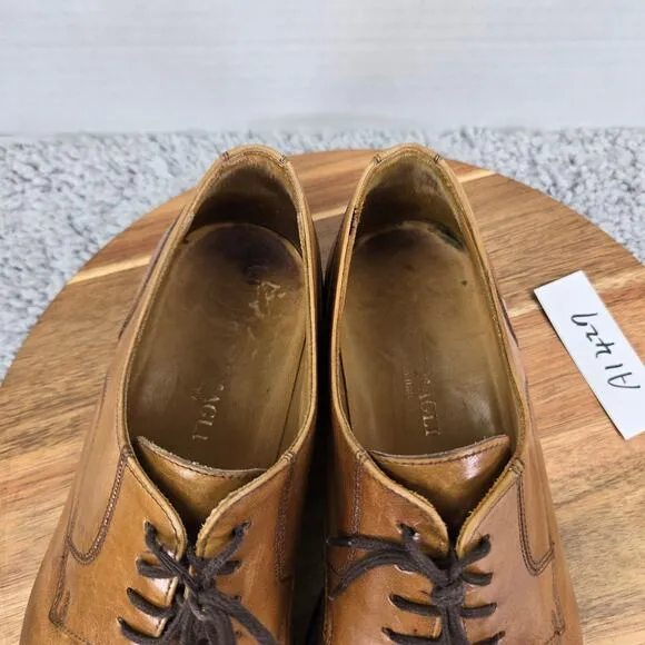Bruno Magli British Tan Brown Plain Toe Office Derby Oxford Dress Shoes Mens 8 M