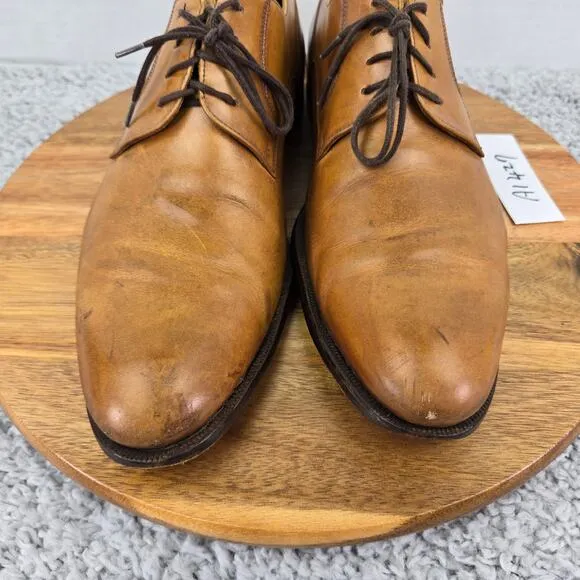 Bruno Magli British Tan Brown Plain Toe Office Derby Oxford Dress Shoes Mens 8 M
