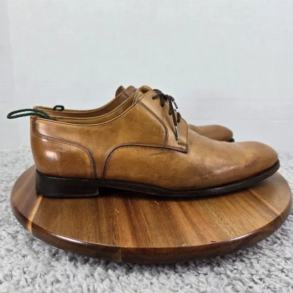Bruno Magli British Tan Brown Plain Toe Office Derby Oxford Dress Shoes Mens 8 M