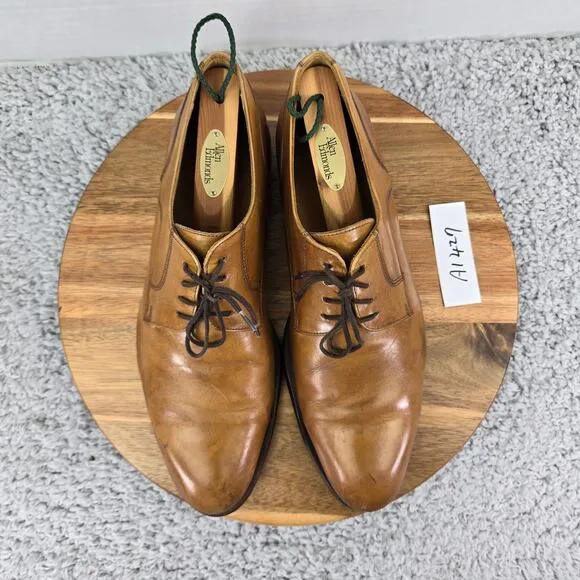 Bruno Magli British Tan Brown Plain Toe Office Derby Oxford Dress Shoes Mens 8 M