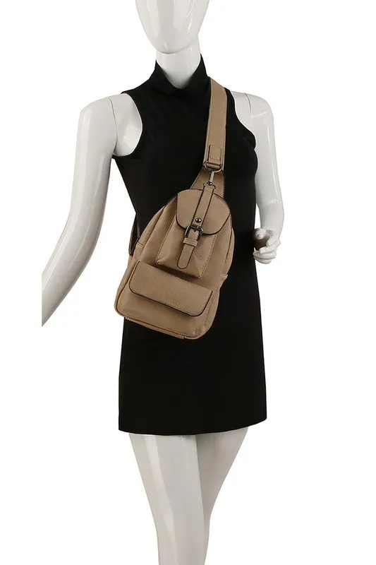 Buckle Pocket Sling Bag Backpack