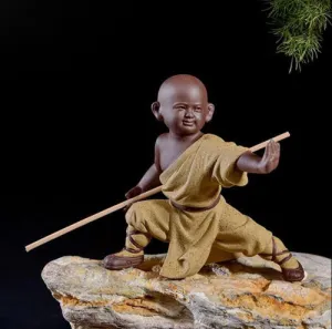 Buddha Statuette with Shaolin Monk