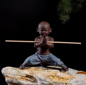 Buddha Statuette with Small Shaolin Kung-Fu Monk