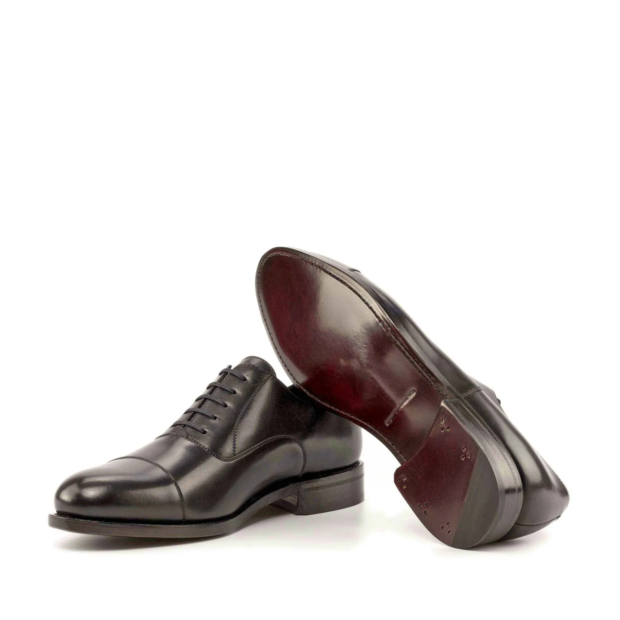 Cap Toe Oxford in Black Box Calf