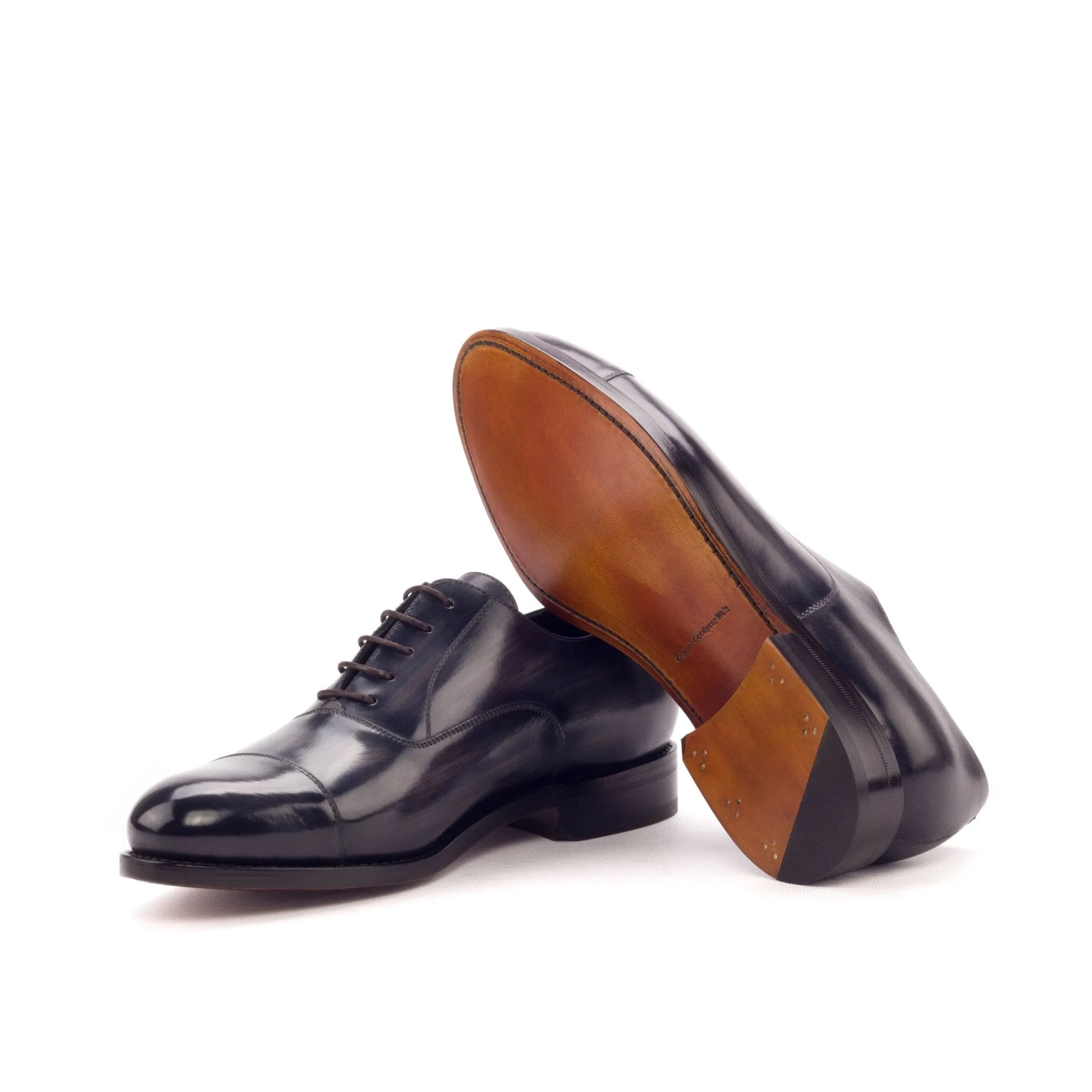 Cap Toe Oxford in Grey Patina