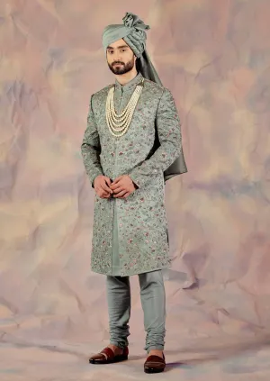 Chateau Grey Embroidered Sherwani Set