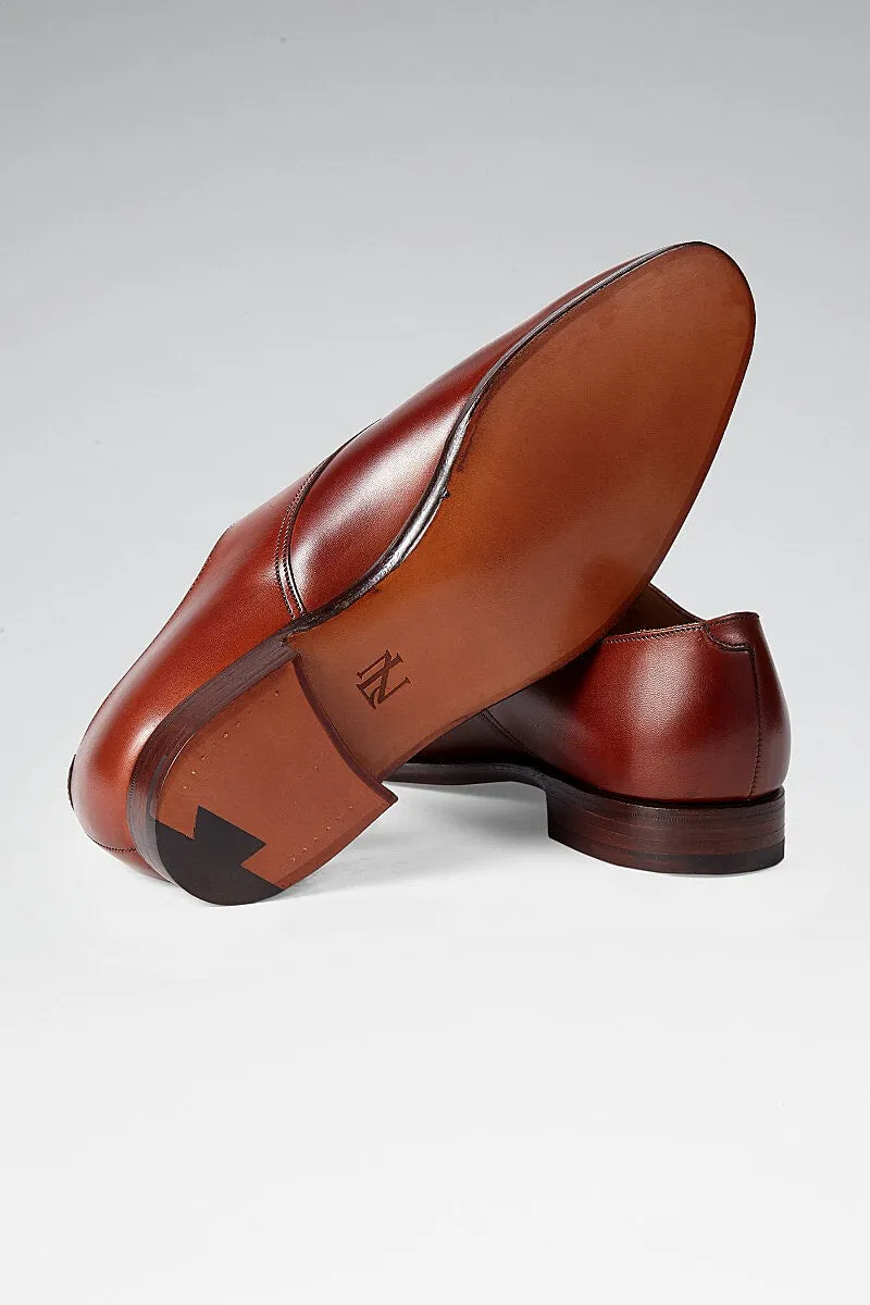 Chestnut Single Buckle Monk Shoes